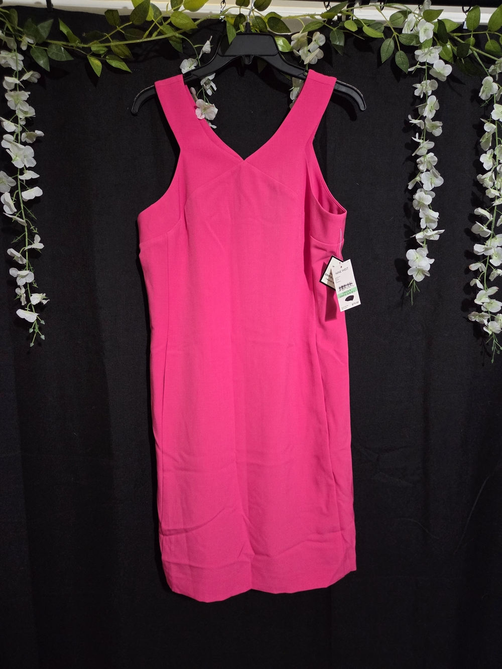 Nine West Hot Pink V-Neck Sleeveless Sheath Dress